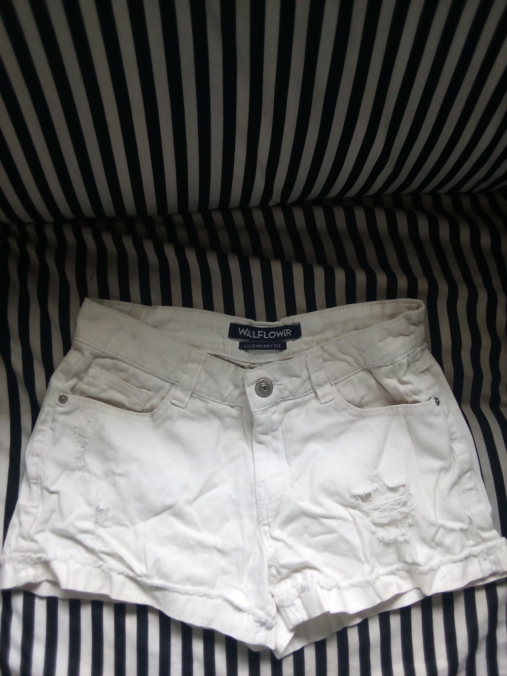 Wallflower White Distressed Denim Shorts